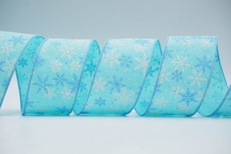 Textured Snowflakes Wired Ribbon_KF7418GC-15-216_blue